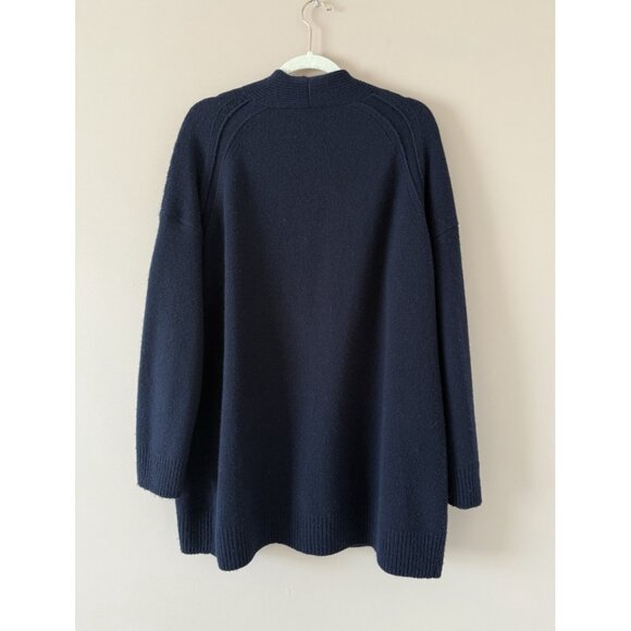 Vince 100% Cashmere Navy Open Front Cardigan Cozy Loungewear Winter Preppy M - Picture 2 of 9